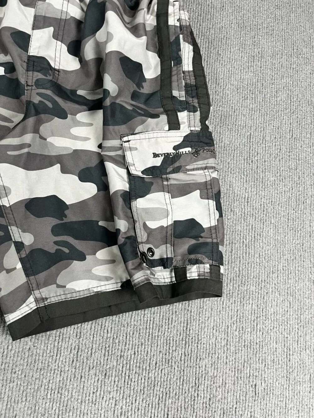 Beverly Hills Polo Club Mens Gray Camouflage Swim Trunks M